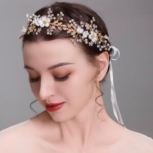 Flower Hair Vine Pearl Bridal Hair Piece Floral Wedding Headband Bridal Hair Gif